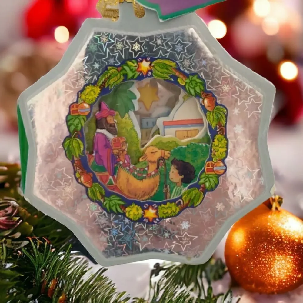 Vtg A Little Christmas Window Book Ornament The Star Nativity 1996 Metallic Kids